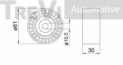 TREVI AUTOMOTIVE td1761 -  Паразитный / Ведущий ролик, зубчатый ремень